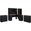 Fairview L Desk 5 Pc Office Set with Storage in Antique Black - Engineered Wood