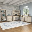 Fairview L Desk 5 Pc Office Set with Storage in Antique White - Engineered Wood