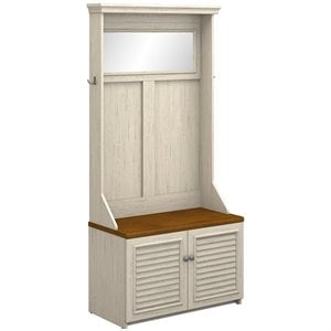 Fairview Hall Tree with Storage Bench in Antique White - Engineered Wood