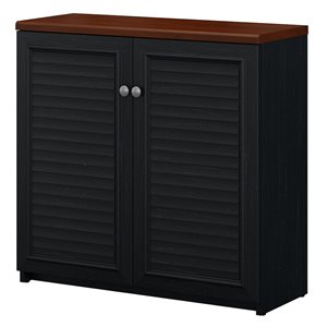 Fairview Small Storage Cabinet with Doors in Antique Black - Engineered Wood