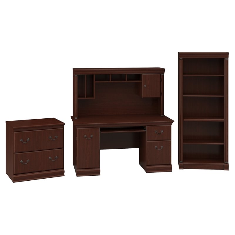 Bush Birmingham Office Desk Suite In Harvest Cherry