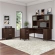 Bush Furniture Somerset 60W L Shaped Desk with Hutch and File Cabinet in Mocha Cherry