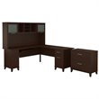 Bush Furniture Somerset 72W L Shaped Desk with Hutch and File Cabinet in Mocha Cherry
