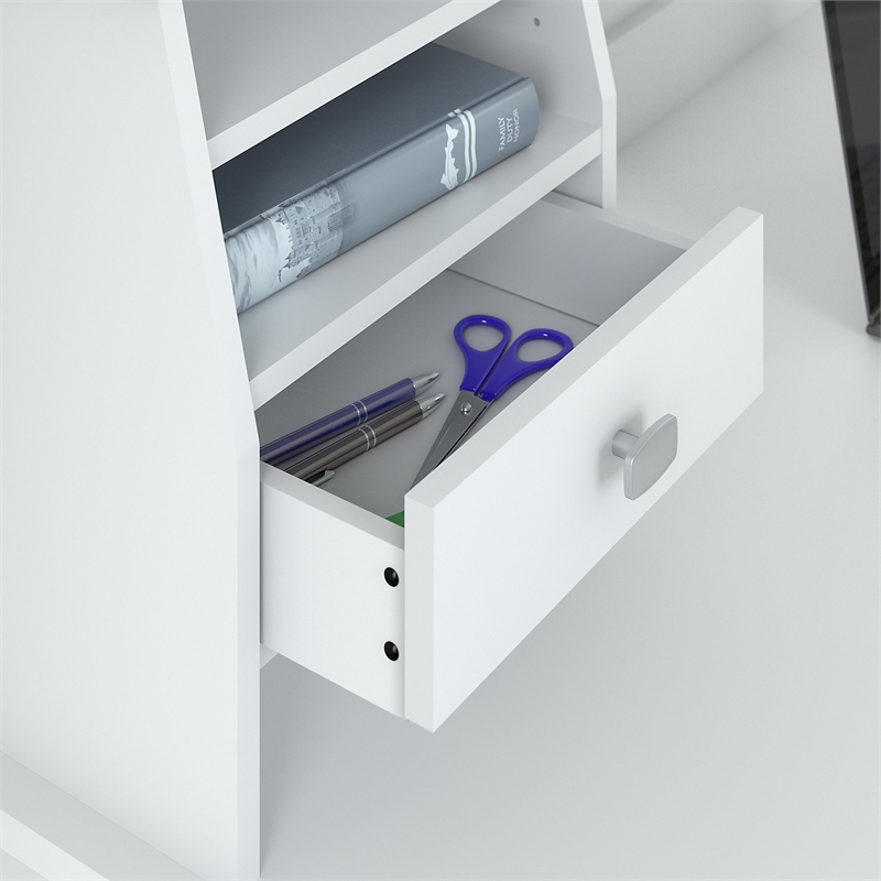 Broadview 60" Small Desktop Hutch Organizer in Pure White Engineered