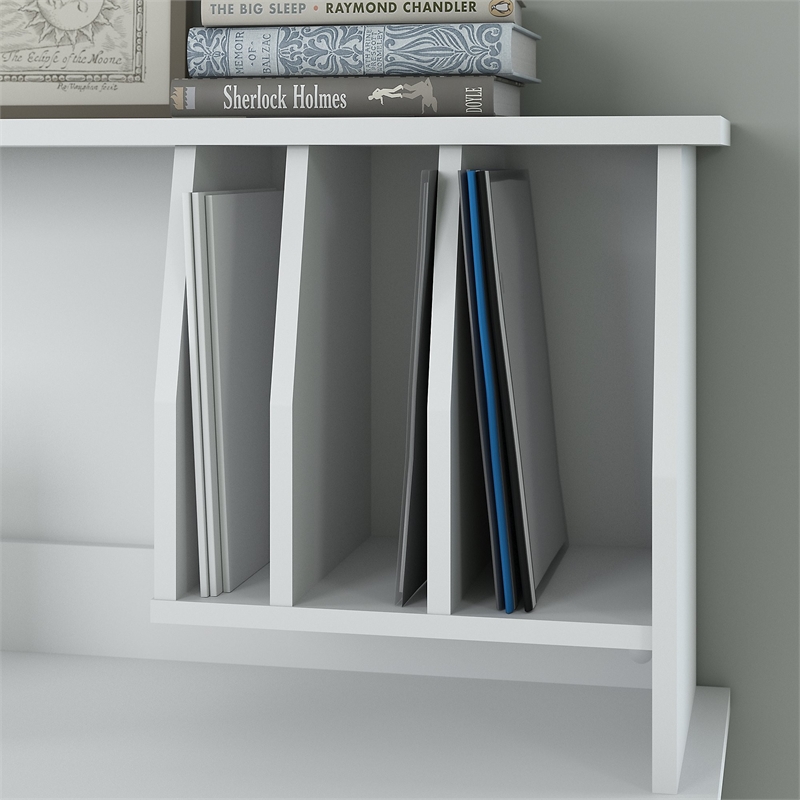 Broadview 60" Small Desktop Hutch Organizer in Pure White Engineered