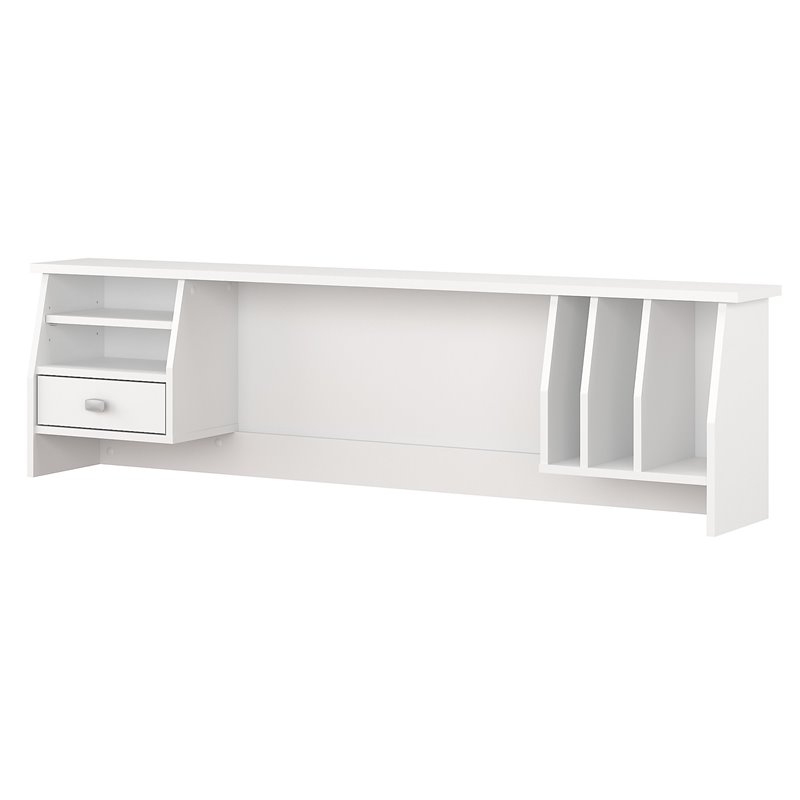 Broadview 60" Small Desktop Hutch Organizer in Pure White Engineered