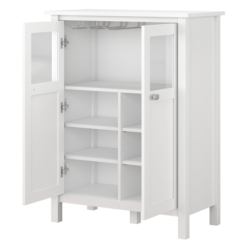 Broadview Bar Cabinet With 2 Door Wine, White Wine Cabinet Bar