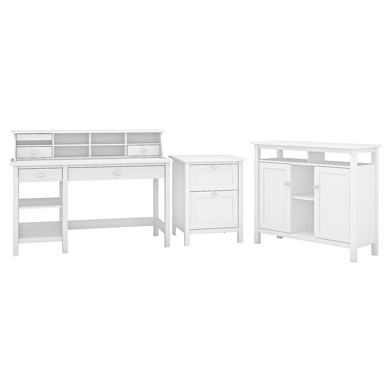 Bush Broadview Computer Desk With Shelves Office Suite In White Bush Broadview Computer Desk With Shelves Office Suite In White