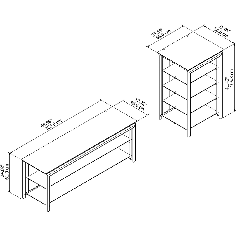 Bush Furniture Midnight Mist Tv Stand And Audio Tower In Black