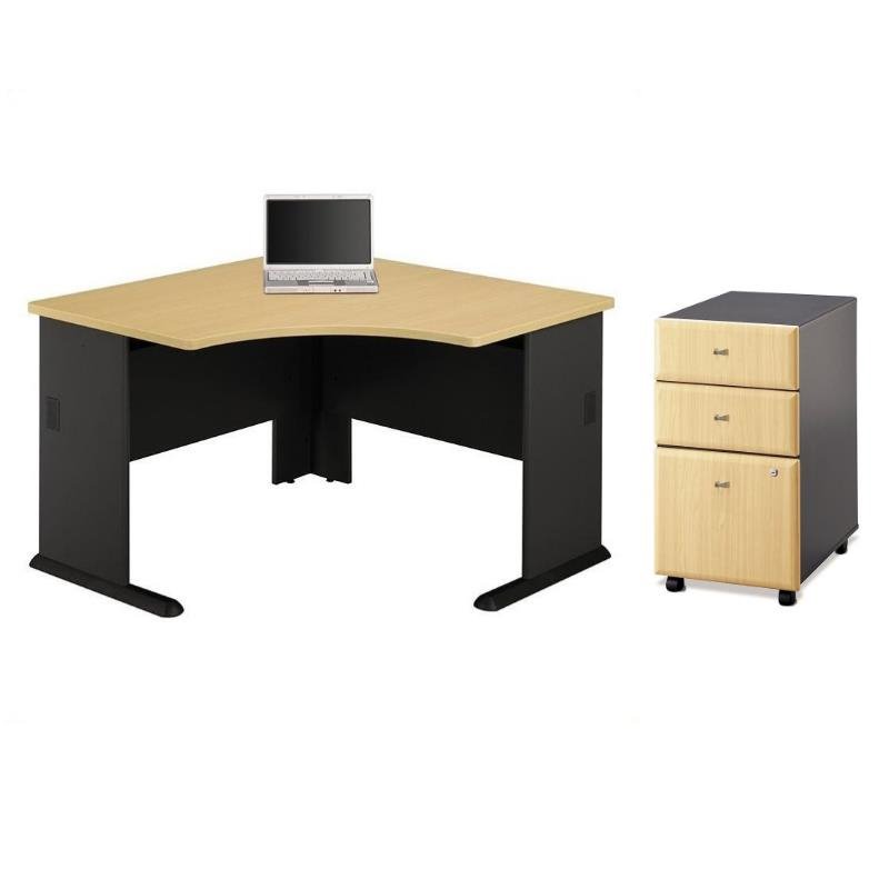 Series A 2 Piece Office Set With 3 Drawer Pedestal And Corner Desk