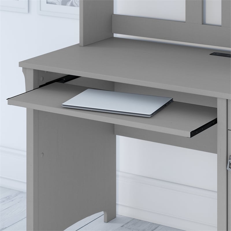 Salinas Small Computer Desk with Hutch in Cape Cod Gray - Engineered Wood