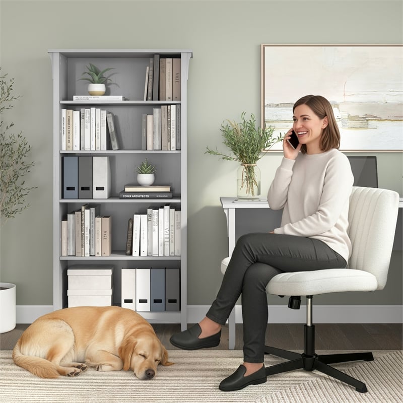 Salinas Tall 5 Shelf Bookcase in Cape Cod Gray - Engineered Wood
