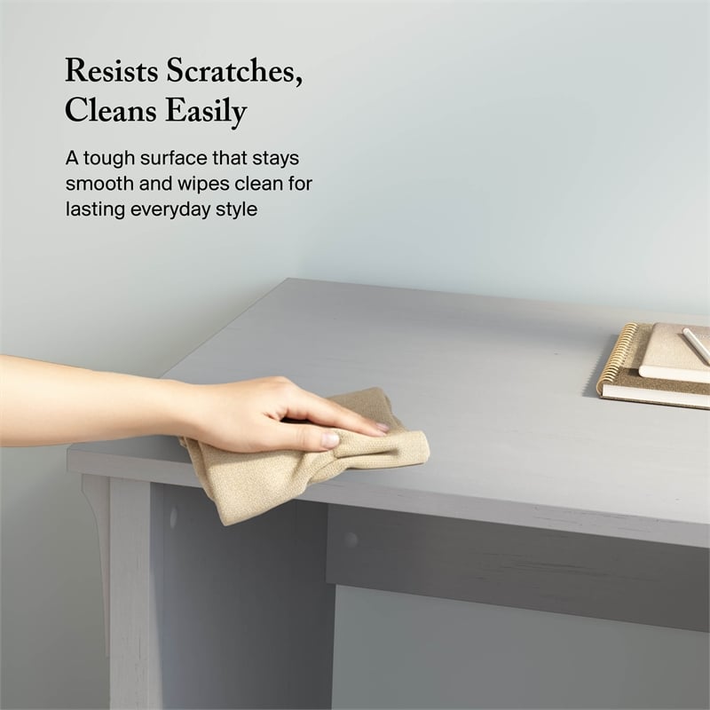 Salinas 60W L Shaped Desk with Storage in Cape Cod Gray - Engineered Wood