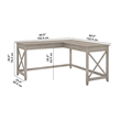 Bush Furniture Key West 60W L Shaped Desk in Washed Gray - Engineered Wood