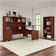 Bush Furniture Somerset Sit Stand L Desk with Hutch & Bookcase in Cherry