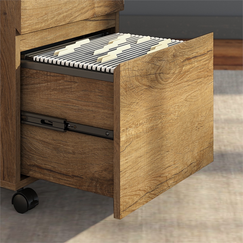 Bush Furniture Latitude 60W Writing Desk with File Cabinet in Rustic Brown