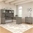 Bush Furniture Somerset 72W L Desk with Hutch & File Cabinet