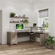Somerset 72W 3 Position Sit to Stand L Shaped Desk in Ash Gray - Engineered Wood