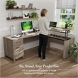 Somerset 72W 3 Position Sit to Stand L Shaped Desk in Ash Gray - Engineered Wood