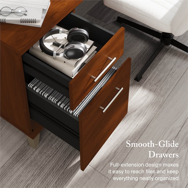 Somerset 72W 3 Position Sit to Stand L Desk in Hansen Cherry - Engineered Wood