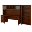 Bush Furniture Somerset 72W Desk with Hutch & Bookcase in Hansen Cherry