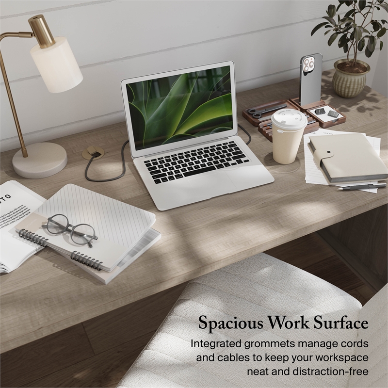 Somerset 72W Office Desk with Drawers in Ash Gray - Engineered Wood