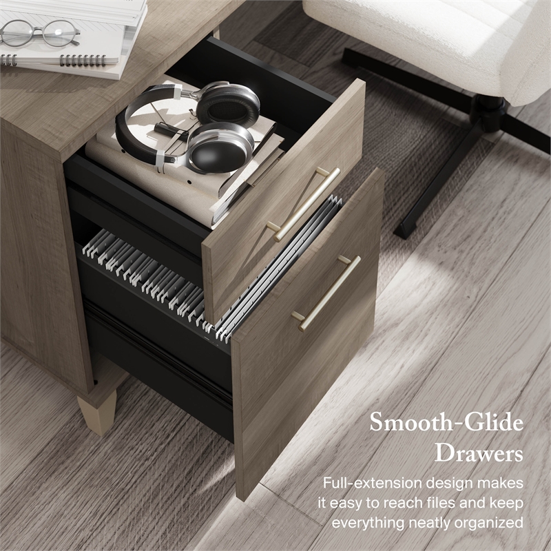 Somerset 72W Office Desk with Drawers in Ash Gray - Engineered Wood