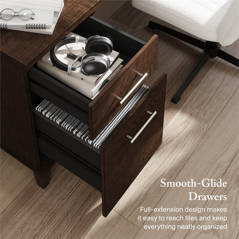 Somerset 72W Office Desk with Drawers in Mocha Cherry - Engineered Wood