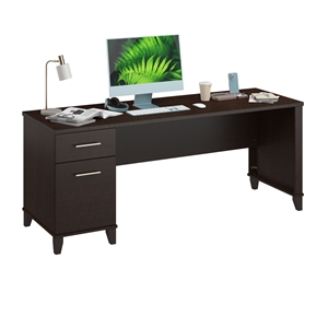 Somerset 72W Office Desk with Drawers in Mocha Cherry - Engineered Wood