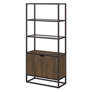 Bush Furniture Anthropology 5 Shelf Bookcase with Doors in Rustic Brown