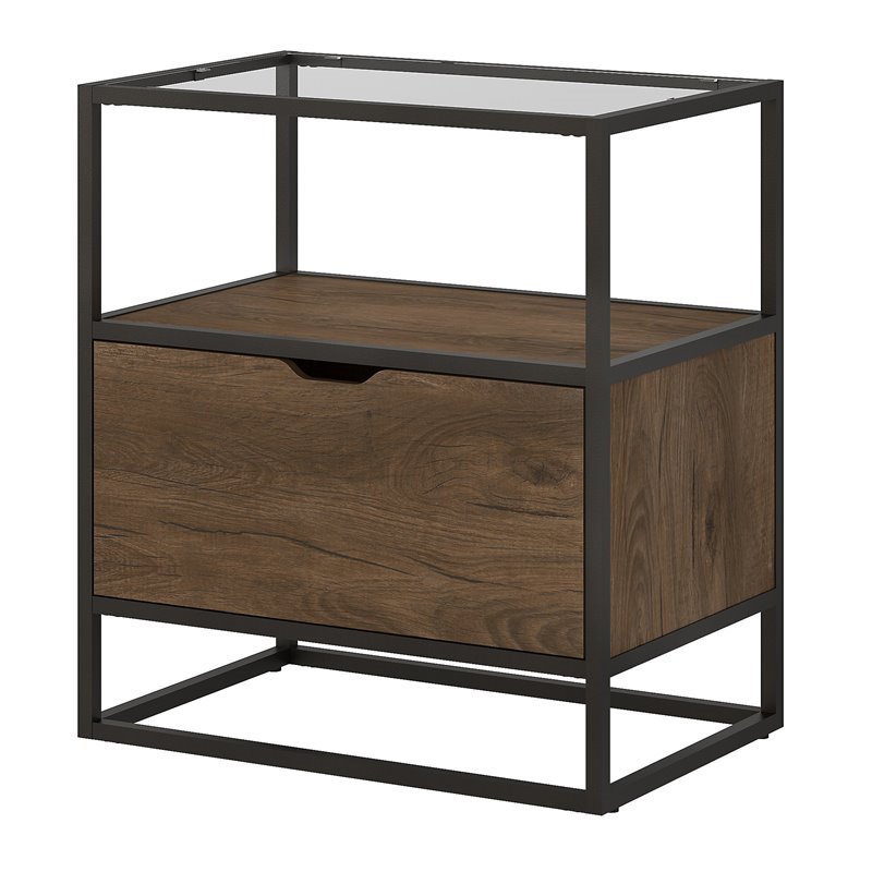 Bush Furniture Anthropology 1 Drawer Lateral File Cabinet In Rustic Brown Atf128rb 03