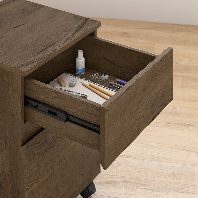 Bush Furniture Anthropology 2 Drawer Mobile File Cabinet in Rustic Brown