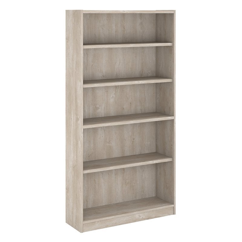 Bush Furniture Universal 5 Shelf Bookcase in Washed Gray