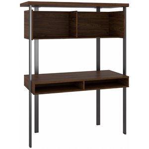 Architect Small Computer Desk with Hutch in Modern Walnut - Engineered Wood
