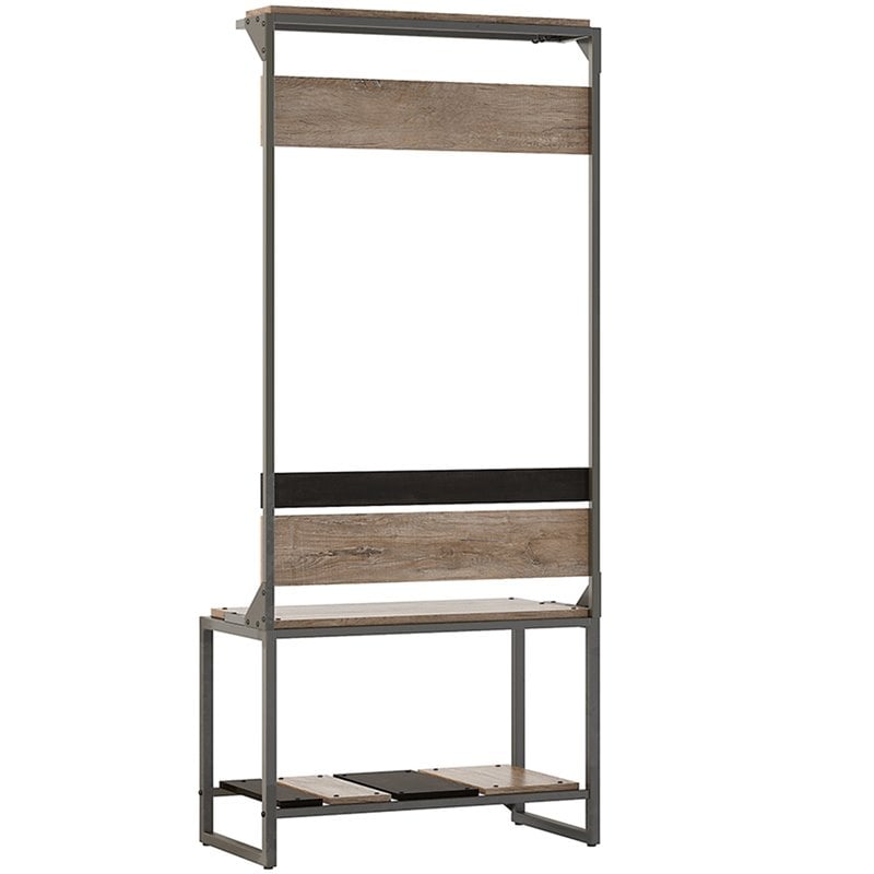 Refinery Hall Tree With Shoe Storage Bench In Rustic Gray Engineered Wood Rfy012rg - Hall Tree With Shoe Storage And Mirror Refinery Hall Tree With Shoe Storage Bench In Rustic Gray Engineered Wood Rfy012rg - Hall Tree With Shoe Storage And Mirror