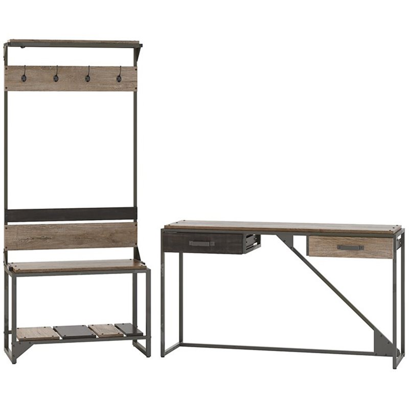 Bush Furniture Refinery Entryway Storage Set With Console Table In