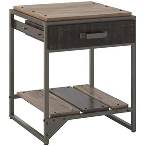 bush furniture refinery end table with drawer in rustic gray