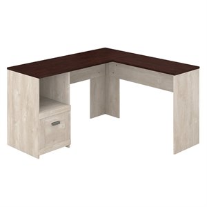 Bush Furniture Townhill 54W L Shaped Desk in Washed Gray & Madison Cherry