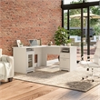 Cabot 60W L Desk with Storage in White - Engineered Wood