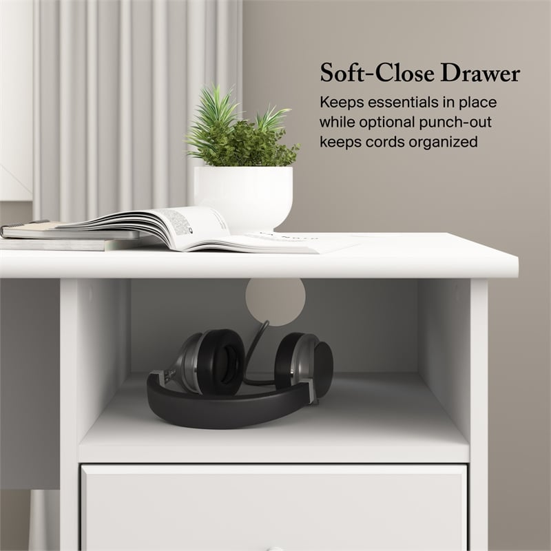 Cabot 60W L Shaped Computer Desk with Storage in White - Engineered Wood