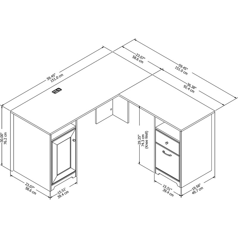 Bush Furniture Cabot 60w L Shaped Computer Desk In White Wc31930k