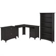 Bush Furniture Salinas 55W Corner Desk with File Cabinet & 5 Shelf Bookcase