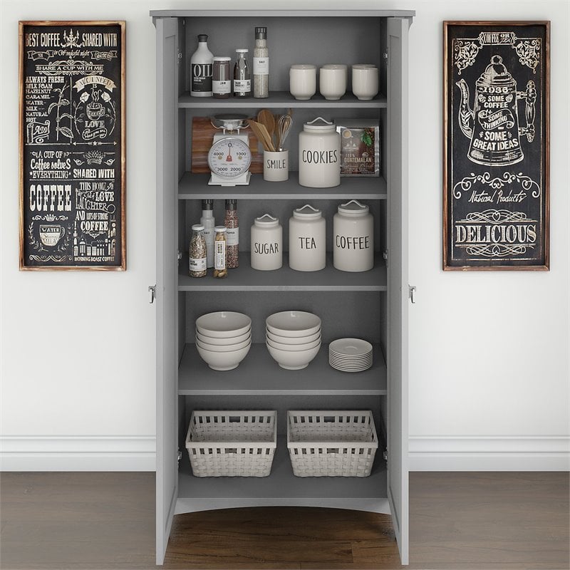 Bush Furniture Salinas Kitchen Pantry Cabinet with Doors in Cape Cod