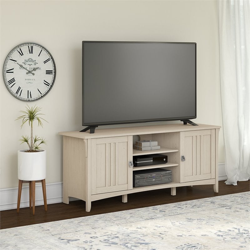 Bush Furniture Salinas 60W TV Stand for 65 Inch TV in Antique White 