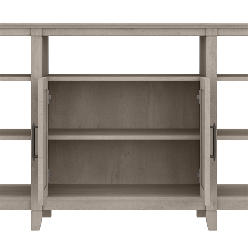 Bush Furniture Key West Tall TV Stand with Set of 2 Bookcases in Washed Gray