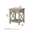 Bush Furniture Key West End Table with Storage in Washed Gray