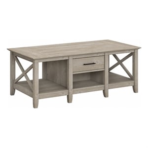 Key West Coffee Table with Storage in Washed Gray - Engineered Wood