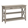 Bush Furniture Key West Console Table with Drawers & Shelves in Washed Gray