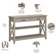 Bush Furniture Key West Console Table with Drawers & Shelves in Washed Gray