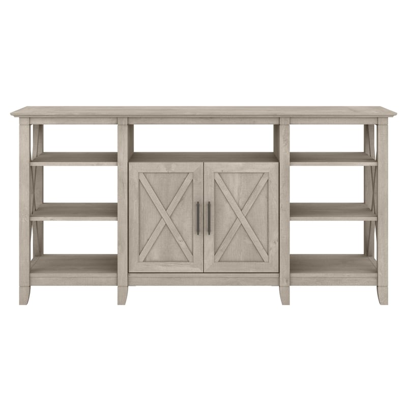 Bush Furniture Key West Tall TV Stand for 65 Inch TV in Washed Gray
